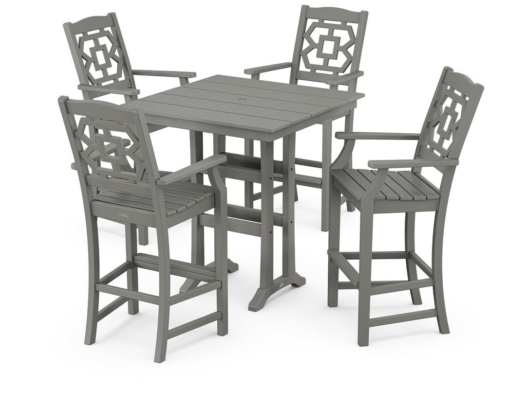 Martha Stewart by POLYWOOD® Chinoiserie 5-Piece Farmhouse Bar Set with Trestle Legs