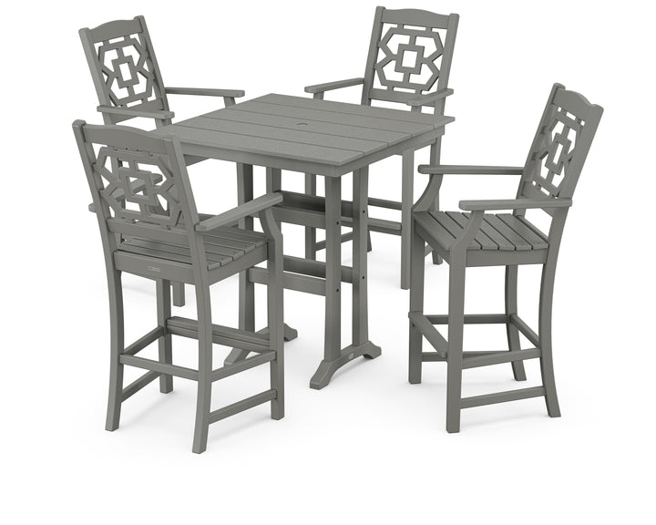 Martha Stewart by POLYWOOD® Chinoiserie 5-Piece Farmhouse Bar Set with Trestle Legs