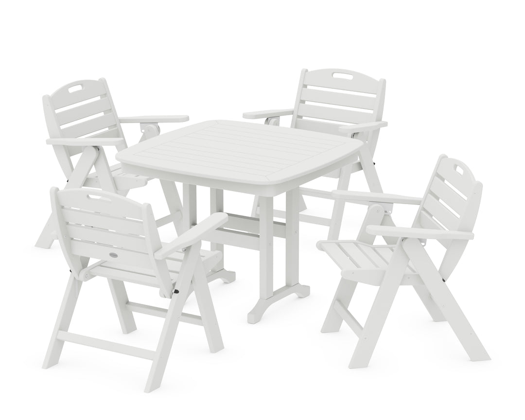 POLYWOOD® Nautical Folding Lowback Chair 5-Piece Dining Set