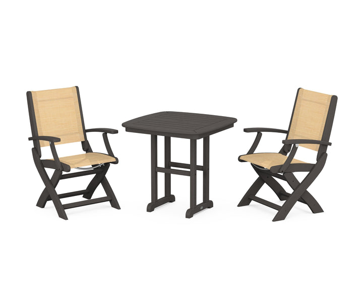 POLYWOOD® Coastal Folding Chair 3-Piece Dining Set