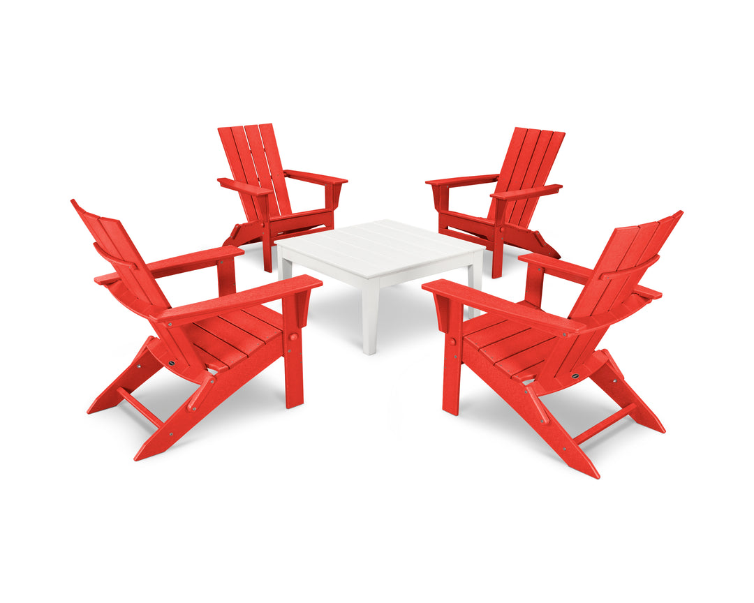 POLYWOOD® Quattro Folding Chair 5-Piece Conversation Set