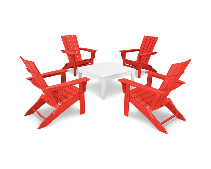 POLYWOOD® Quattro Folding Chair 5-Piece Conversation Set