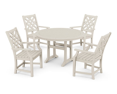 Wovendale 5-Piece Round Dining Set with Trestle Legs