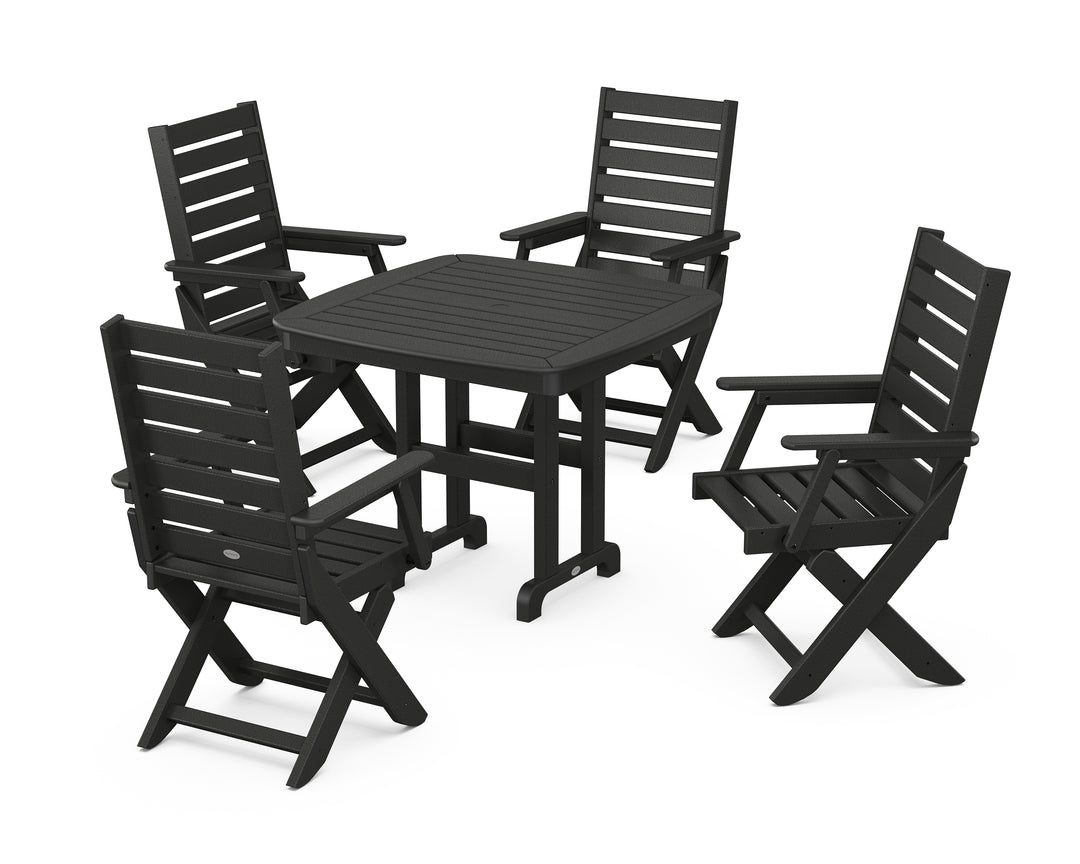 POLYWOOD® Captain Folding Chair 5-Piece Dining Set
