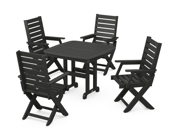 POLYWOOD® Captain Folding Chair 5-Piece Dining Set
