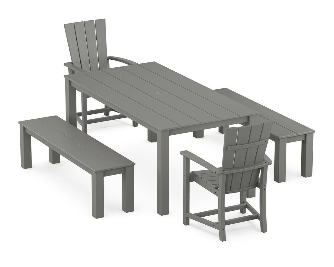 POLYWOOD® Quattro 5-Piece Parsons Dining Set with Benches