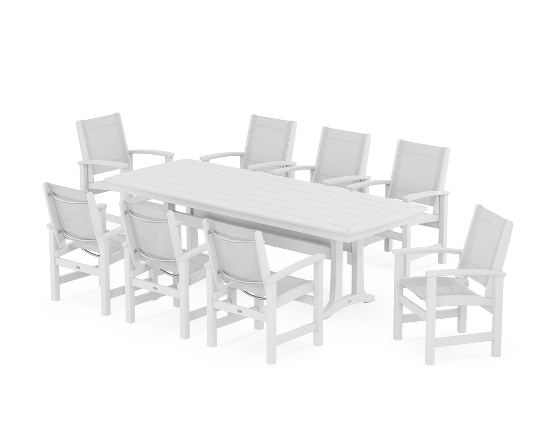 POLYWOOD® Coastal 9-Piece Dining Set with Trestle Legs