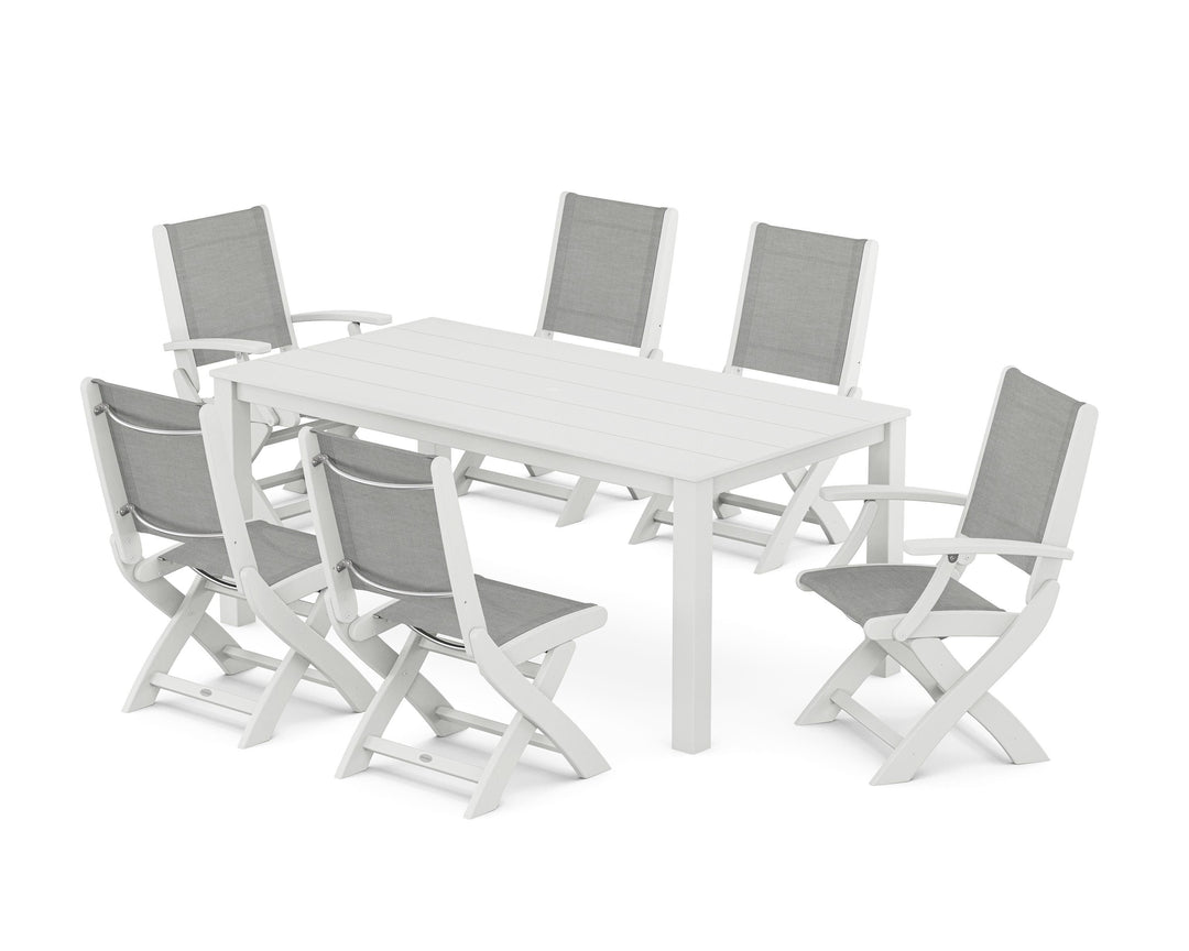 POLYWOOD® Coastal Folding Chair 7-Piece Parsons Dining Set