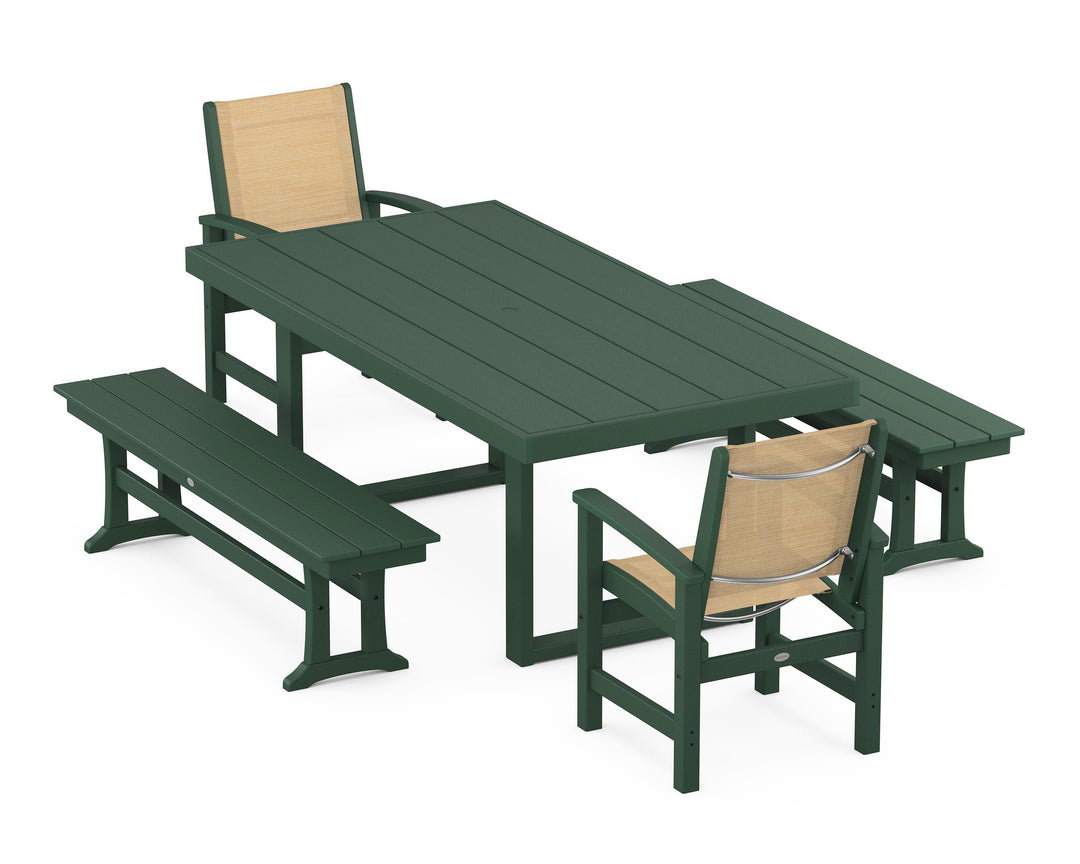 POLYWOOD® Coastal 5-Piece Dining Set with Trestle Legs