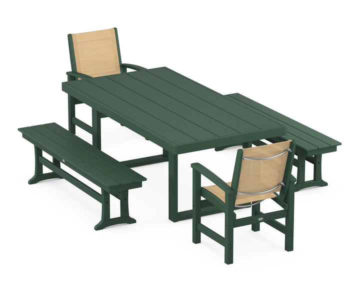 POLYWOOD® Coastal 5-Piece Dining Set with Trestle Legs
