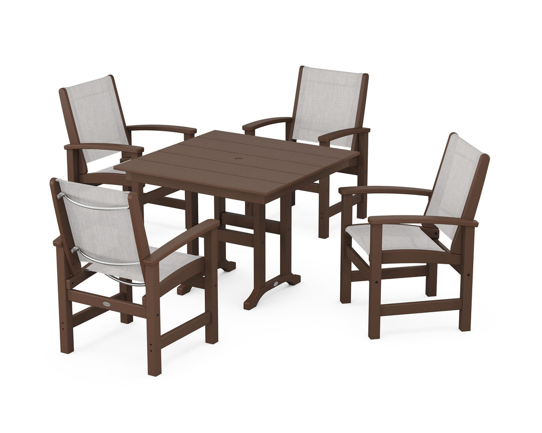 POLYWOOD® Coastal 5-Piece Farmhouse Dining Set
