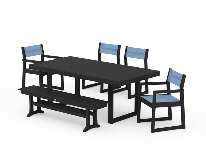 POLYWOOD® EDGE Sling 6-Piece Dining Set with Bench
