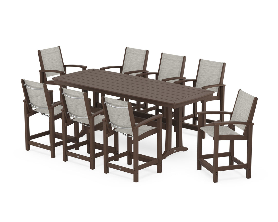 POLYWOOD® Coastal 9-Piece Counter Set with Trestle Legs