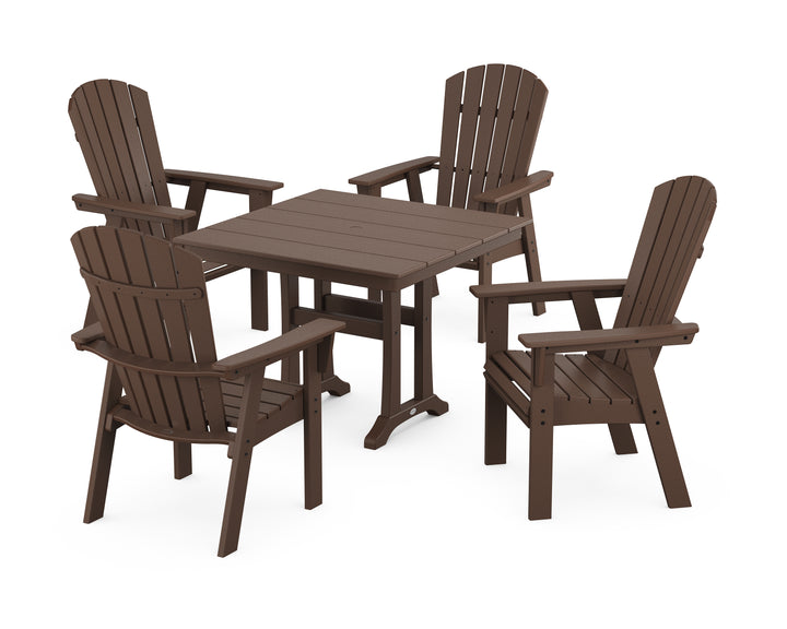 POLYWOOD® Nautical Adirondack 5-Piece Farmhouse Dining Set With Trestle Legs
