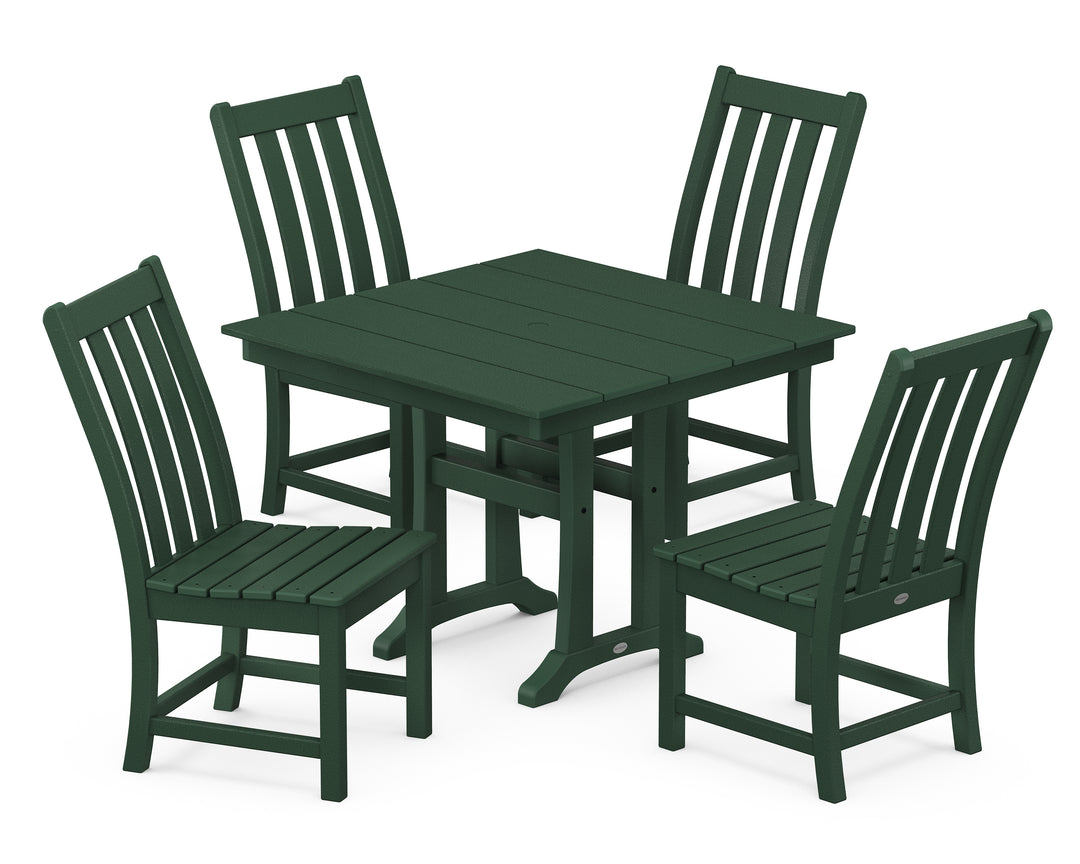 POLYWOOD® Vineyard 5-Piece Farmhouse Trestle Side Chair Dining Set