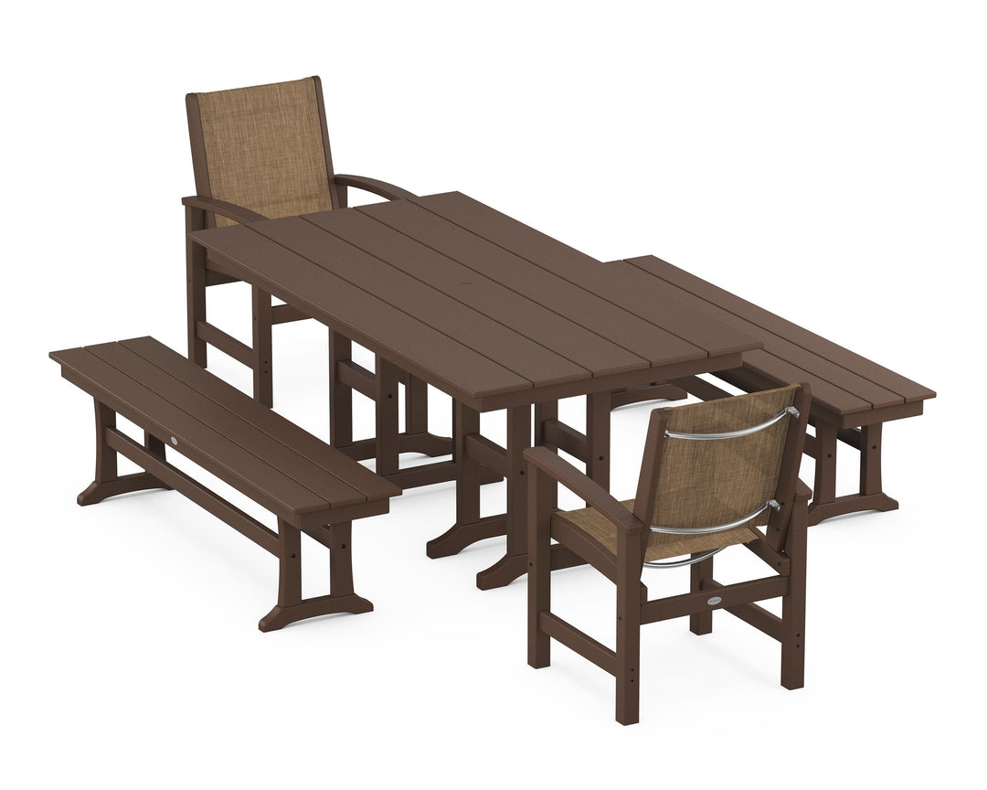 POLYWOOD® Coastal 5-Piece Farmhouse Dining Set