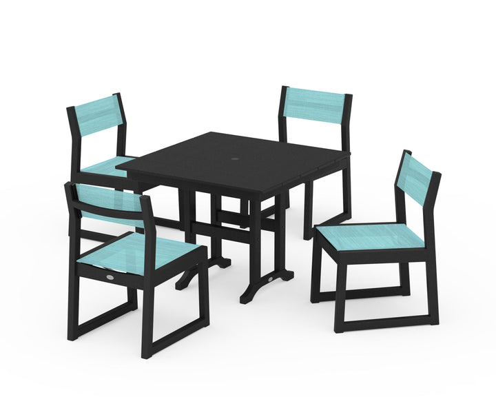 POLYWOOD® EDGE Sling Side Chair 5-Piece Farmhouse Dining Set