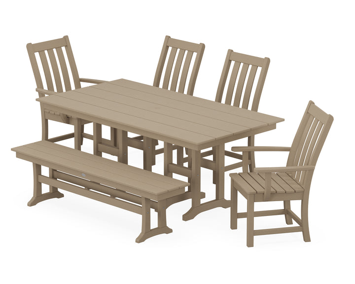 POLYWOOD® Vineyard 6-Piece Farmhouse Dining Set with Bench