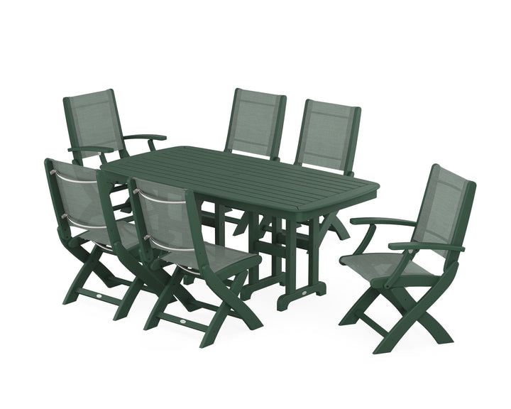 POLYWOOD® Coastal Folding Chair 7-Piece Dining Set