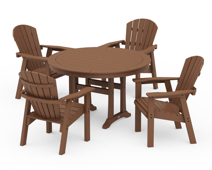 POLYWOOD® Seashell 5-Piece Round Dining Set with Trestle Legs