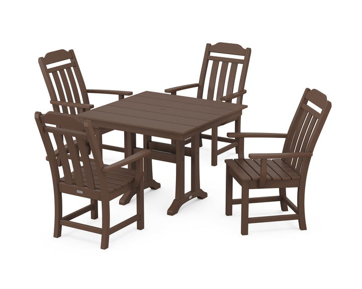 Country Living Cottage 5-Piece Farmhouse Dining Set with Trestle Legs