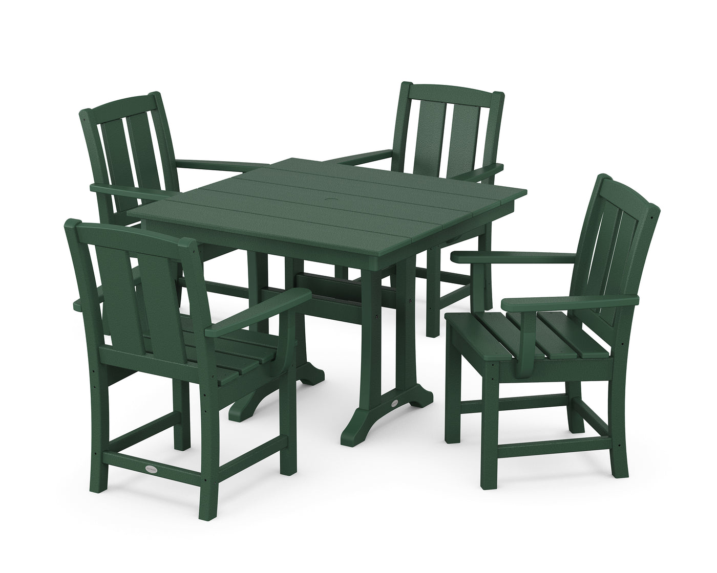 Mission 5-Piece Farmhouse Dining Set with Trestle Legs