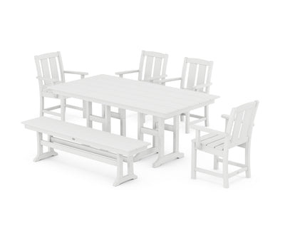 Mission 6-Piece Farmhouse Dining Set with Bench