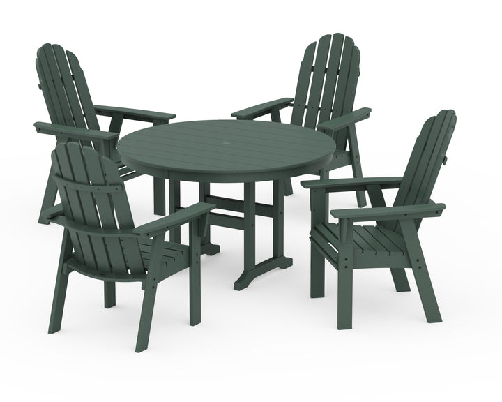 POLYWOOD® Vineyard Curveback Adirondack 5-Piece Round Farmhouse Dining Set