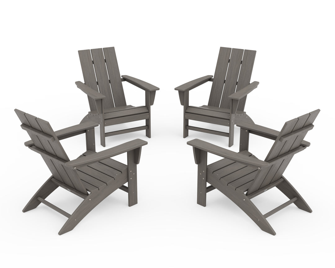 POLYWOOD® 4-Piece Modern Adirondack Chair Conversation Set