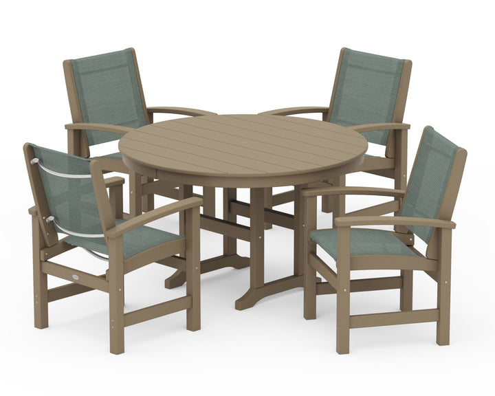 POLYWOOD® Coastal 5-Piece Round Farmhouse Dining Set