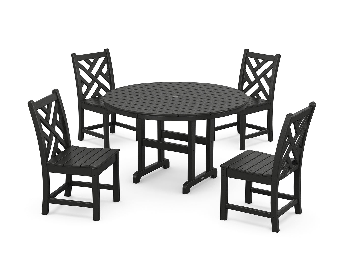 Chippendale 5-Piece Round Farmhouse Side Chair Dining Set