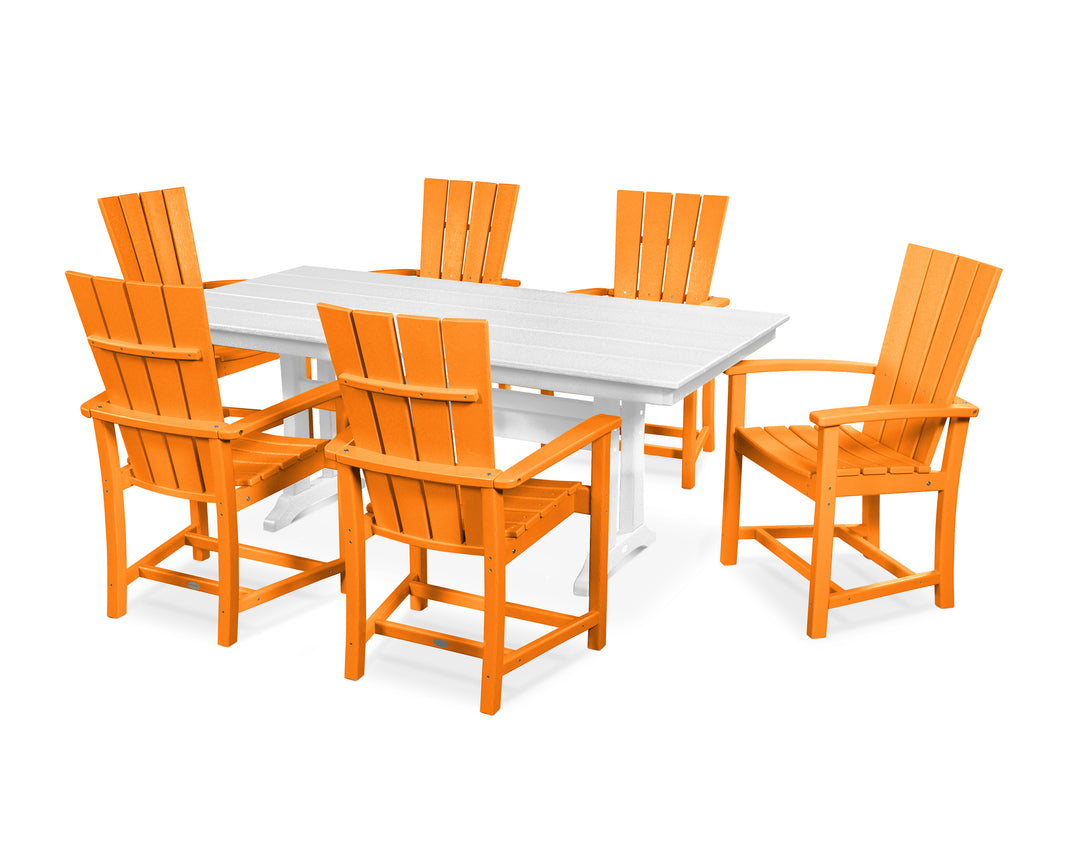 POLYWOOD® Quattro 7-Piece Farmhouse Dining Set with Trestle Legs