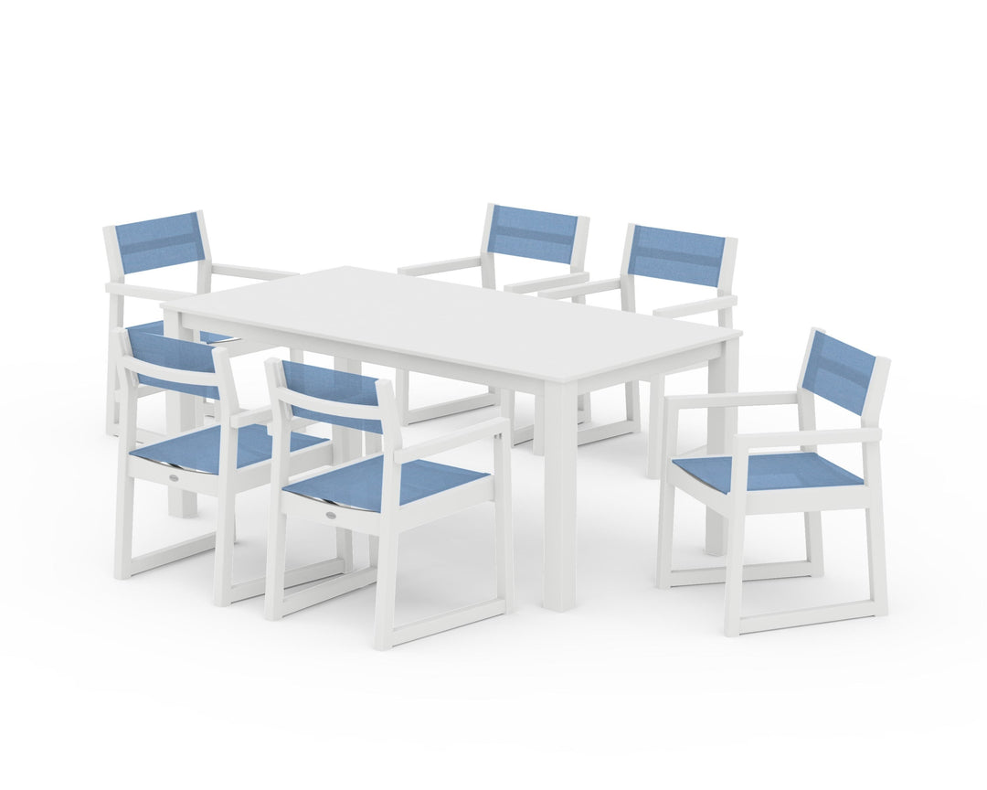 POLYWOOD® EDGE Sling Arm Chair 7-Piece Parsons Dining Set