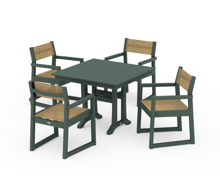 POLYWOOD® EDGE Sling 5-Piece Farmhouse Dining Set with Trestle Legs