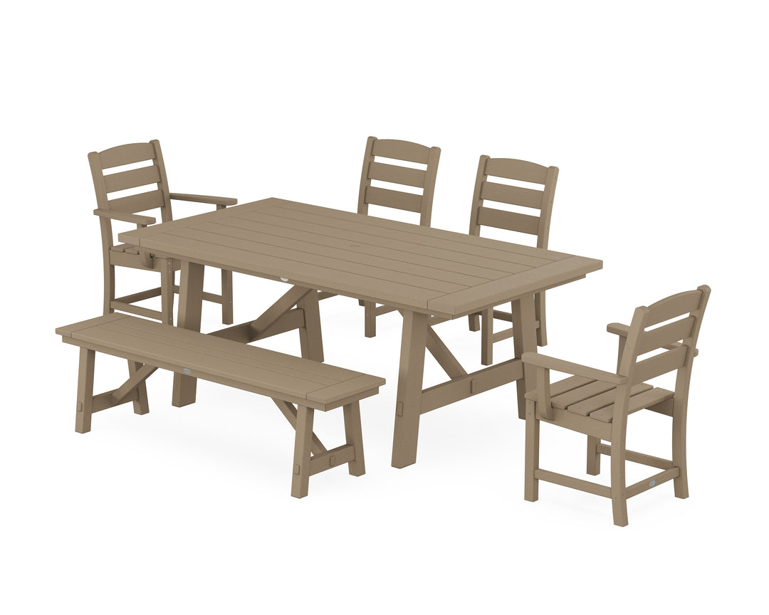 POLYWOOD® Lakeside 6-Piece Rustic Farmhouse Dining Set With Bench