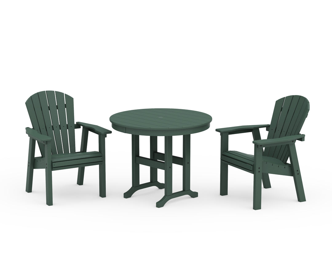 POLYWOOD® Seashell 3-Piece Round Farmhouse Dining Set
