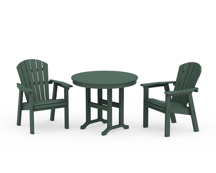 POLYWOOD® Seashell 3-Piece Round Farmhouse Dining Set