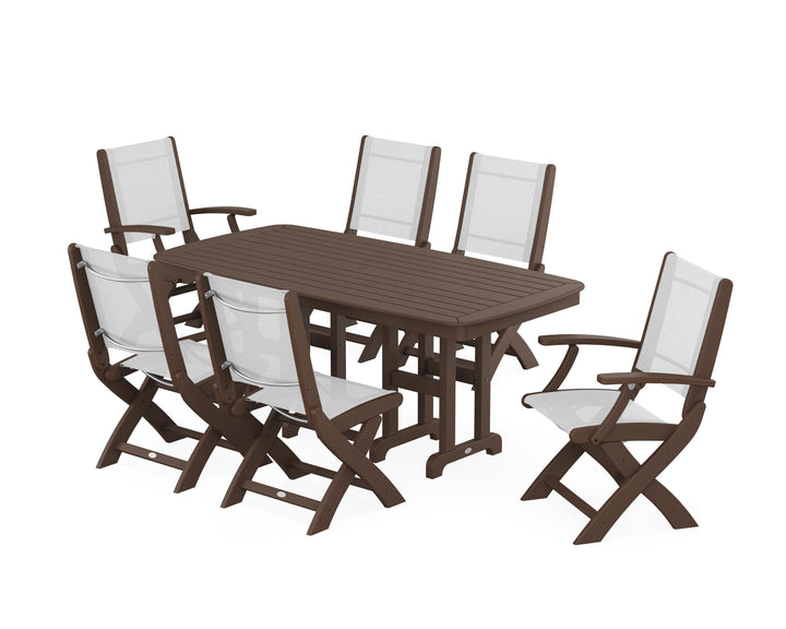 POLYWOOD® Coastal Folding Chair 7-Piece Dining Set