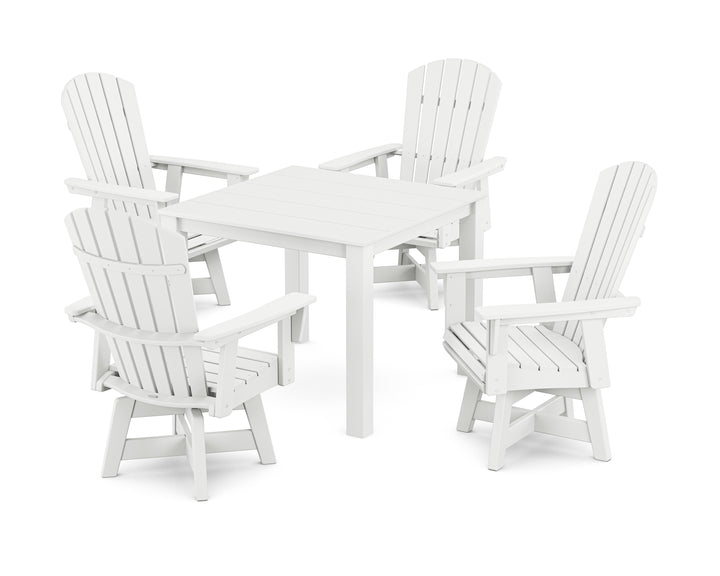 POLYWOOD® Nautical Curveback Adirondack Swivel 5-Piece Parsons Dining Set