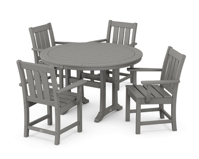 Oxford 5-Piece Round Dining Set with Trestle Legs