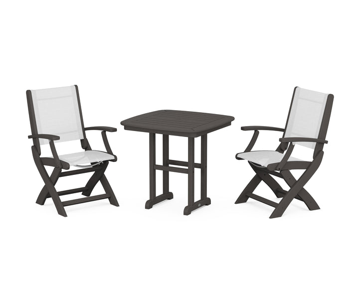 POLYWOOD® Coastal Folding Chair 3-Piece Dining Set