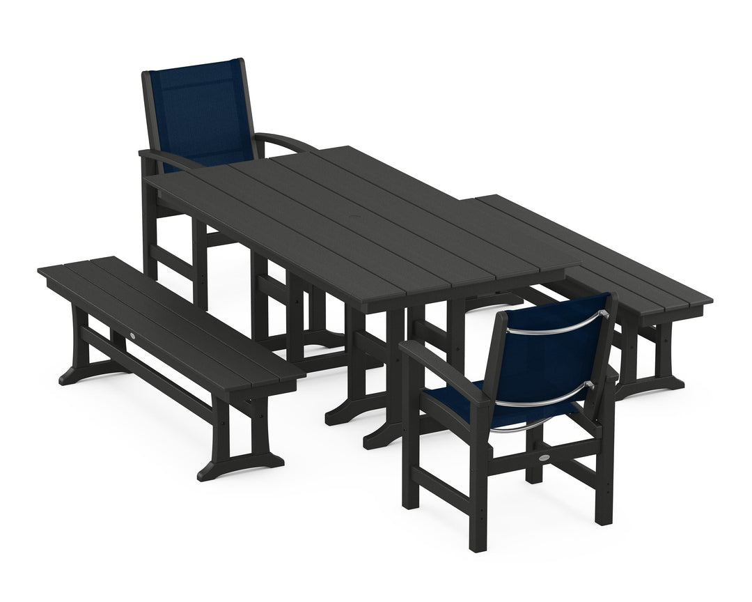 POLYWOOD® Coastal 5-Piece Farmhouse Dining Set
