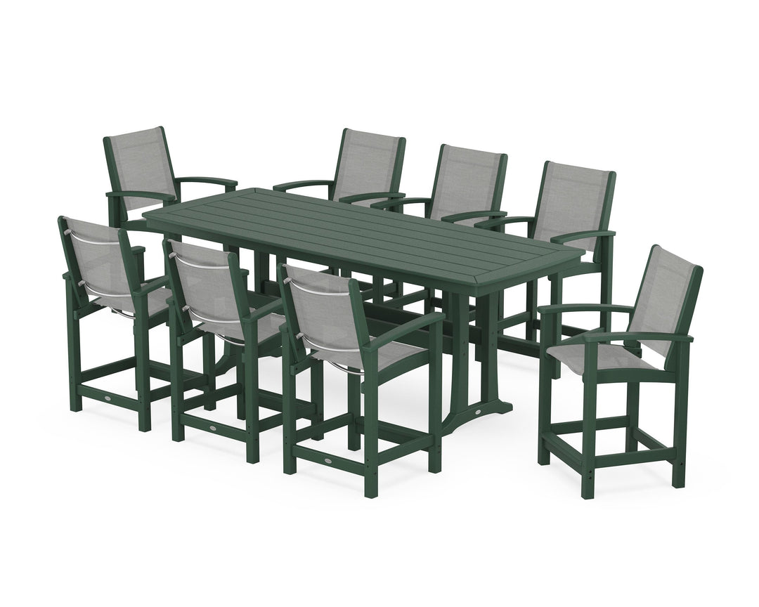 POLYWOOD® Coastal 9-Piece Counter Set with Trestle Legs