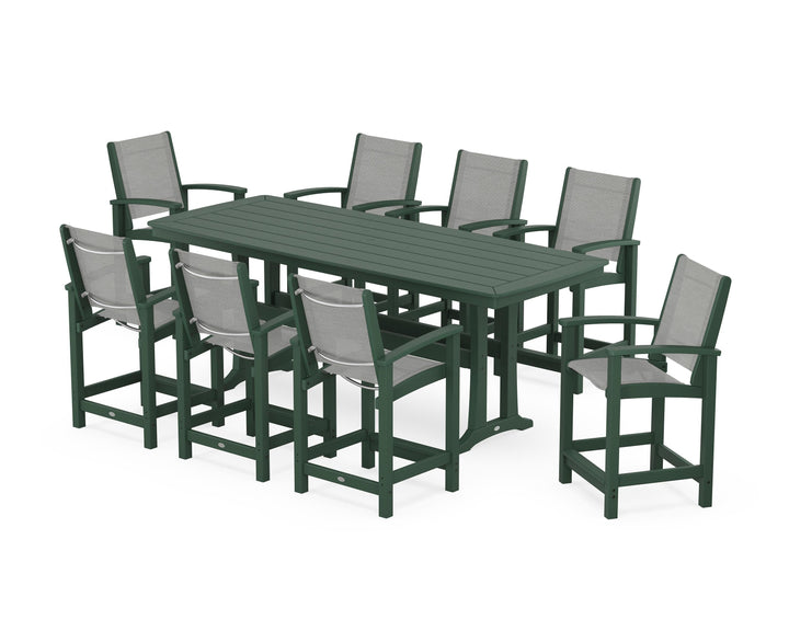POLYWOOD® Coastal 9-Piece Counter Set with Trestle Legs