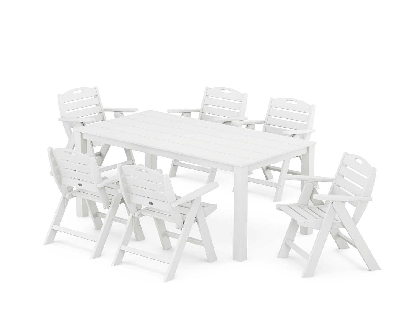 Nautical Folding Lowback Chair 7-Piece Parsons Dining Set