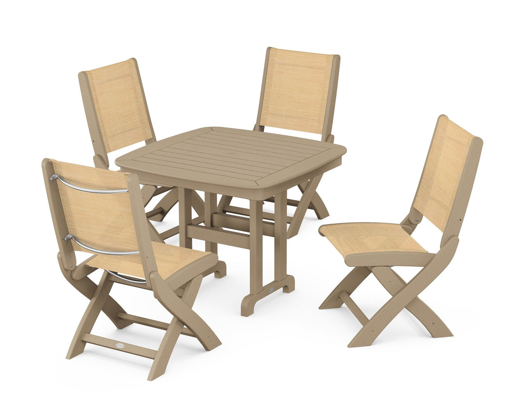POLYWOOD® Coastal Folding Side Chair 5-Piece Dining Set