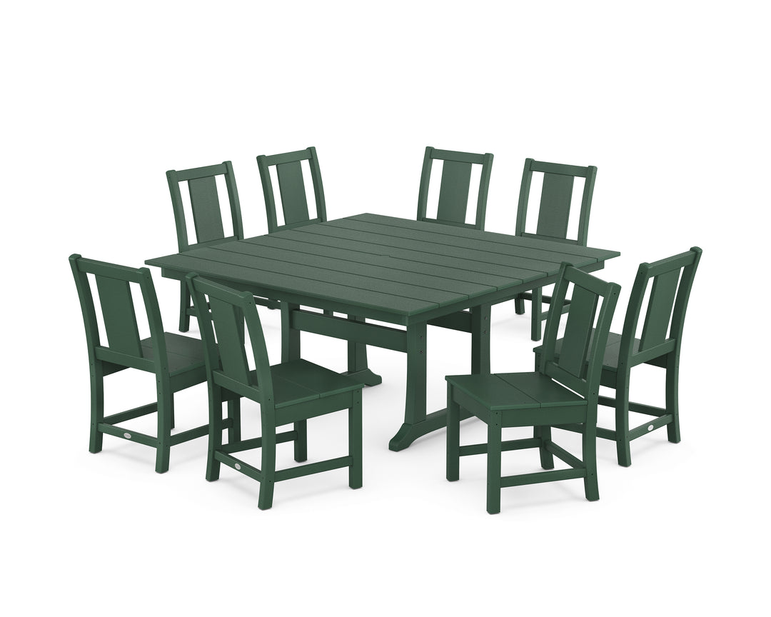 POLYWOOD® Prairie Side Chair 9-Piece Square Farmhouse Dining Set with Trestle Legs