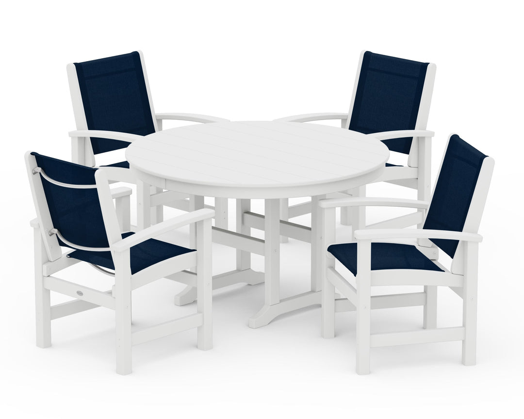 POLYWOOD® Coastal 5-Piece Round Farmhouse Dining Set