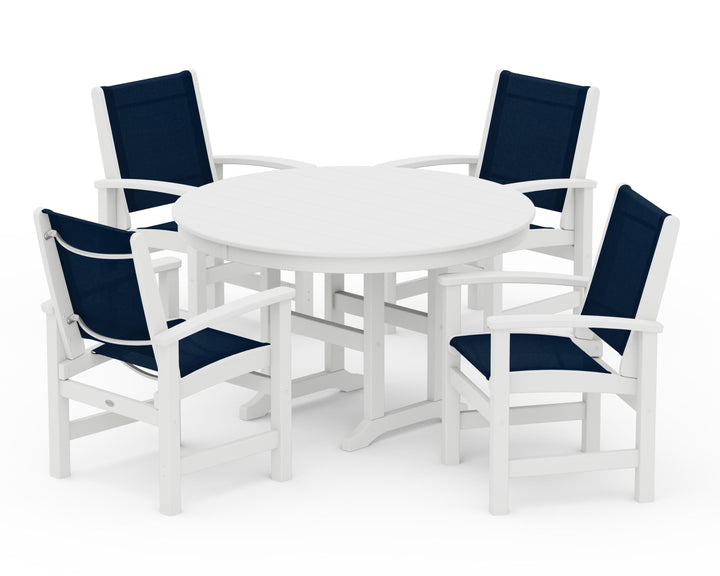 POLYWOOD® Coastal 5-Piece Round Farmhouse Dining Set