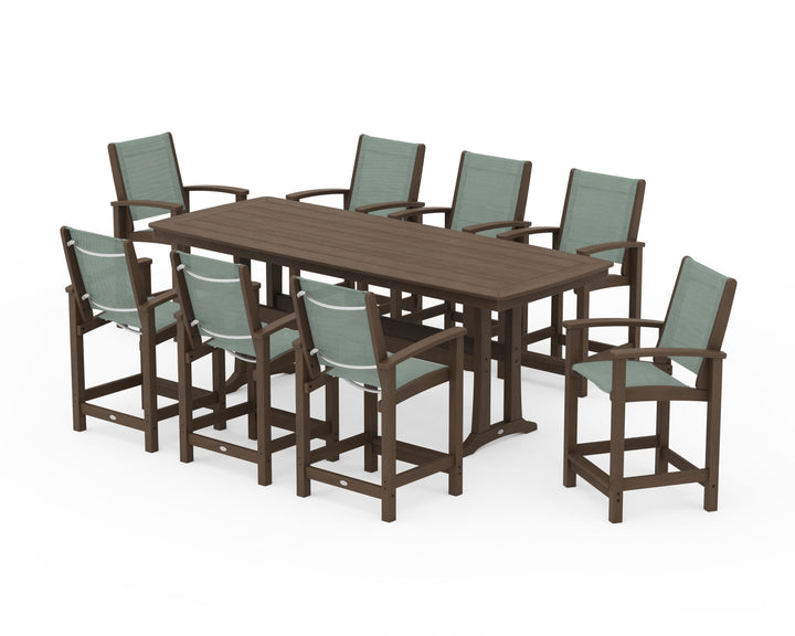 POLYWOOD® Coastal 9-Piece Counter Set with Trestle Legs